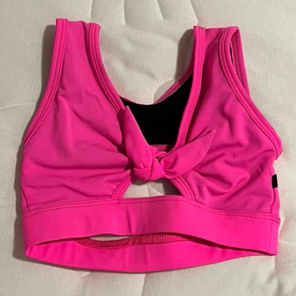 Pink Sports Bra with Knot Detail